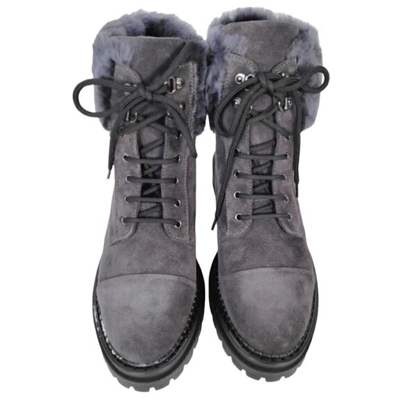 NWT Made In Italy Genuine Suede Leather Ankle Booties Boots Gray Women Size 8 - Picture 3 of 15